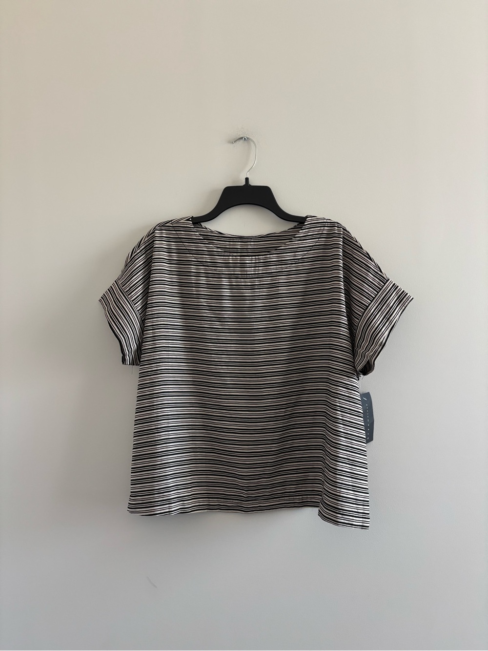 Bryn Walker Orla Shirt Black Beige Stripe Oversized Women S NWT Artsy Lagenlook
